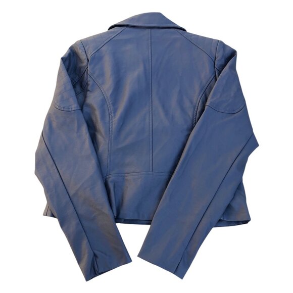 City Chic Women's Blue Gray Faux Leather Jacket, 2XS - Picture 6 of 9